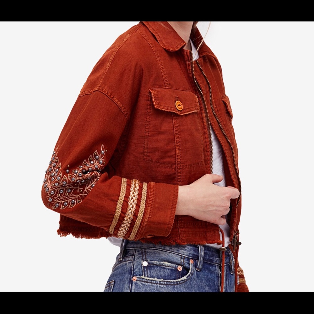 Extreme cropped embellished military jacket